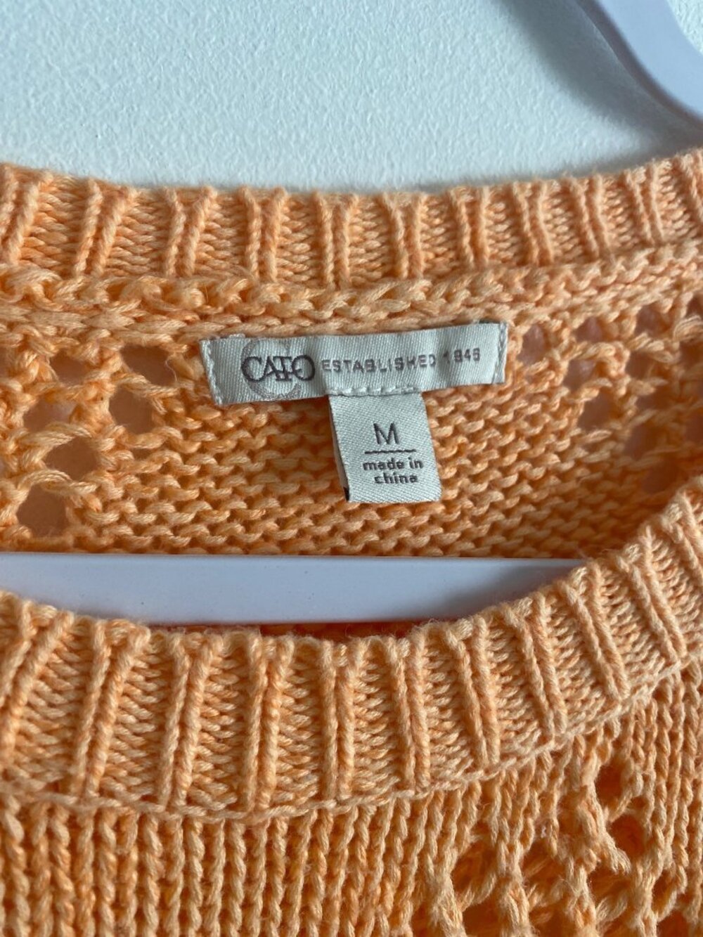 Cato Women's Peach Open Knit Diamond Pattern Sweater Size M - Picture 4 of 6